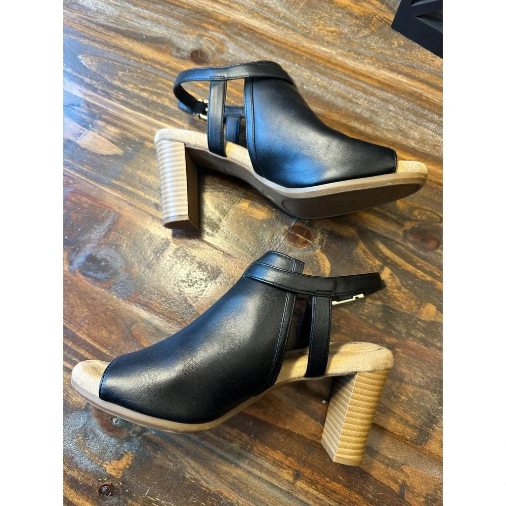 Giani Bernini Ariianna Black Block Heel Sandals Peep Toe Memory Foam Woman 8.5M - Picture 3 of 12